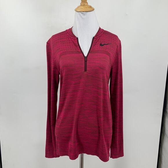 Nike Top Womens S Small Sangria Golf Zonal Cooling Half Zip Long Sleeve Wicking - Picture 2 of 11